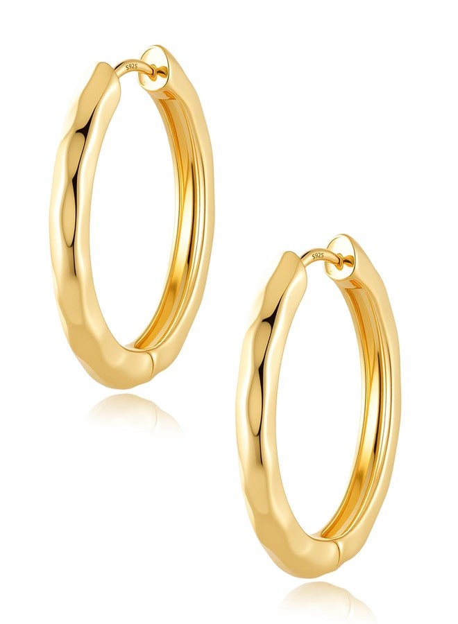 Sanglarst 14K Gold Plated Chunky Hoop Earrings for Women, Hypoallergenic 925 Sterling Silver Posts, Lightweight Stylish Jewelry (GOLD) - Image 1